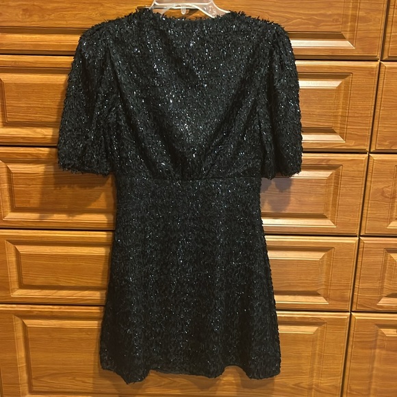 STAUD black sparkle puff sleeve mini dress- festive holiday dress! - Picture 4 of 4